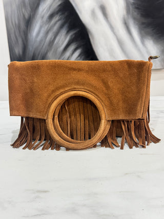 The Woodstock Fringe Clutch | Camel