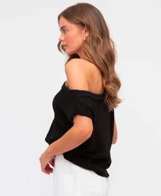 Off The Shoulder Tank Top | Black