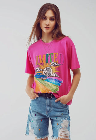 T-Shirt Limited Graphic Print | Fuchsia