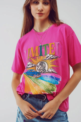 T-Shirt Limited Graphic Print | Fuchsia