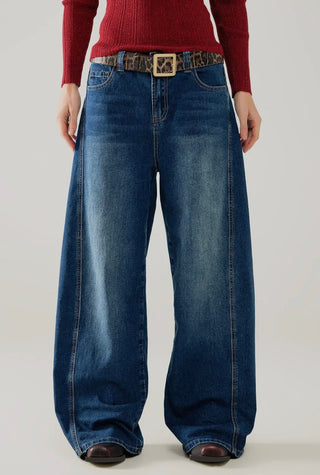 Baggy Balloon Jeans | Mid Wash Blue