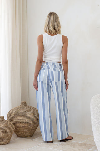 Miller Drawstring Patch Jean | Blue Stripe