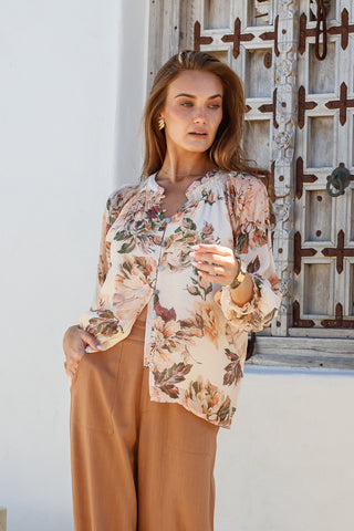 French Florals Romance Top | Natural