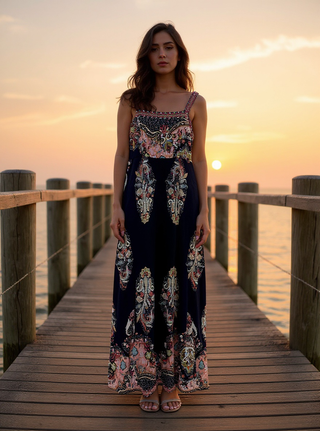 Maxi Dress | Navy Paisley