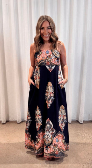 Maxi Dress | Navy Paisley