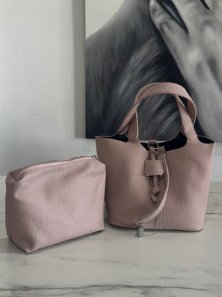 Allegra Locket Bucket Bag | Pale Pink