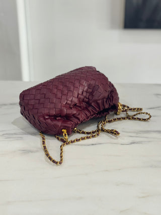 Rita Woven Dumpling Bag | Burgundy