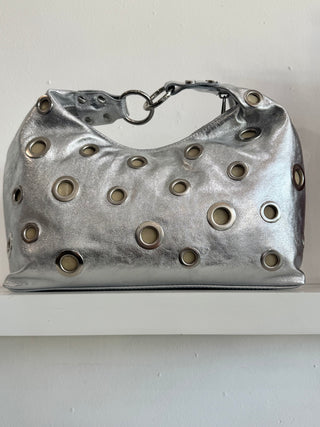 Roxy Rivet Iridescent Hand Bag | Silver