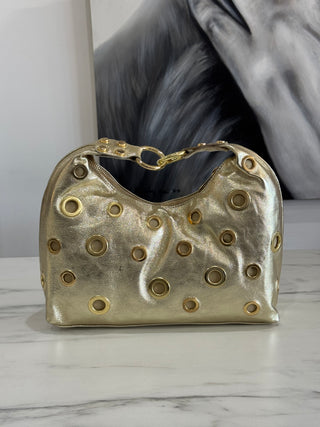 Roxy Rivet Iridescent Hand Bag | Gold
