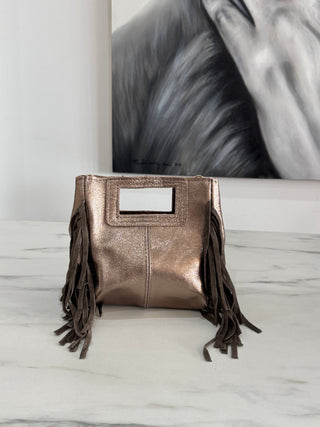 Dolly Iridescent Leather Hand Bag | Bronze