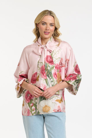 Peony Bow Tie Blouse | Pink
