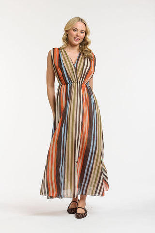 Striped Dress | Orange Blue Cream