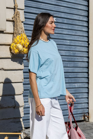 Round Neck Tee | Powder Blue