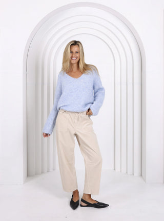 Leo Barrel Jeans Corduroy | Stone