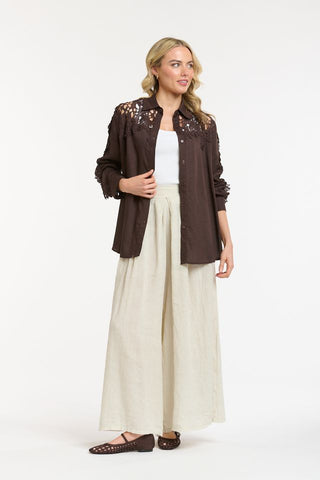 Lace Detailed Shirt | Chocolate
