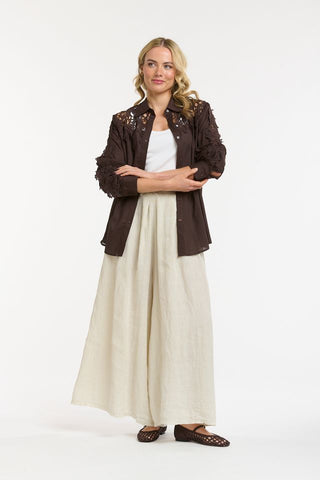 Lace Detailed Shirt | Chocolate
