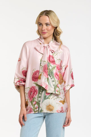 Peony Bow Tie Blouse | Pink