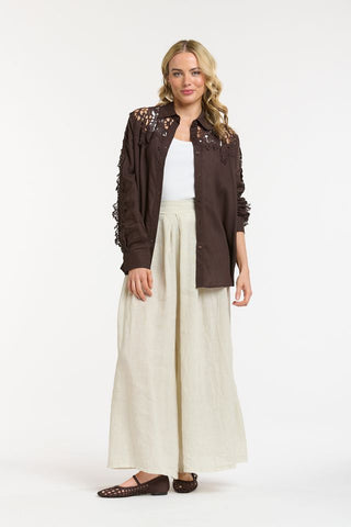 Lace Detailed Shirt | Chocolate