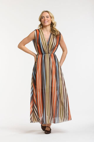 Striped Dress | Orange Blue Cream