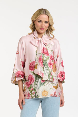 Peony Bow Tie Blouse | Pink