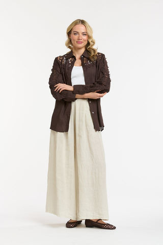 Lace Detailed Shirt | Chocolate
