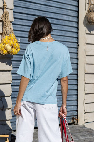 Round Neck Tee | Powder Blue