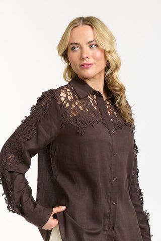 Lace Detailed Shirt | Chocolate