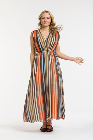 Striped Dress | Orange Blue Cream