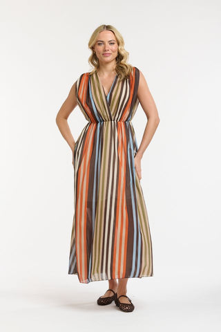 Striped Dress | Orange Blue Cream
