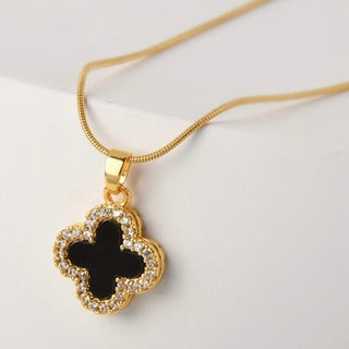Clover Gold  Necklace | Black