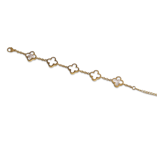 Gold Clover Bracelet | White