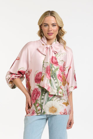 Peony Bow Tie Blouse | Pink