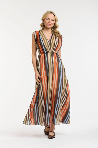 Striped Dress | Orange Blue Cream