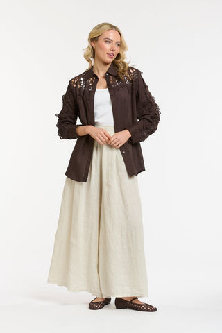 Lace Detailed Shirt | Chocolate