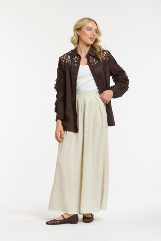 Lace Detailed Shirt | Chocolate