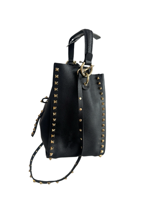 Studded Leather Handbag | Black