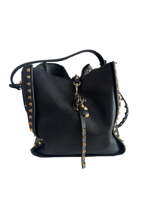 Studded Leather Handbag | Black