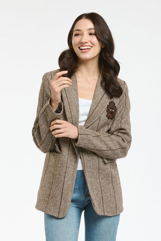 Herringbone Blazer | Chocolate