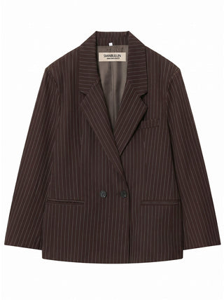 Pin Stripe Blazer | Chocolate