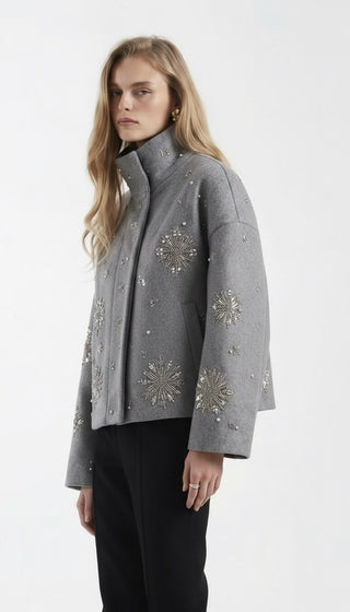 The Barcelona Embellished Jacket | Light Grey