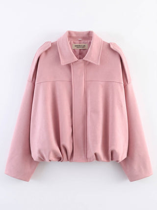 Amara Faux Suede Bomber Jacket | Soft Pink