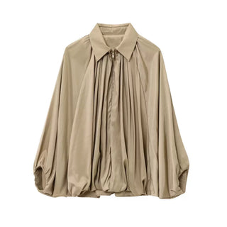 Drapey Zip Front Jacket | Ecru