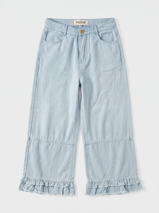 Ruffle Hem Pants | Light Denim