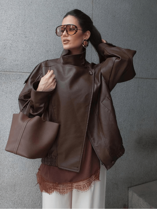 The Maverick Faux Leather Jacket | Chocolate