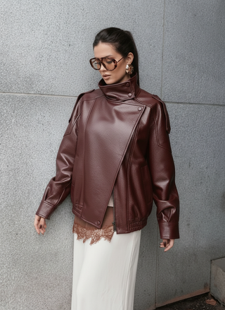 The Maverick Faux Leather Jacket | Wine