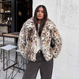 Snow Leopard Faux Jacket | Cream