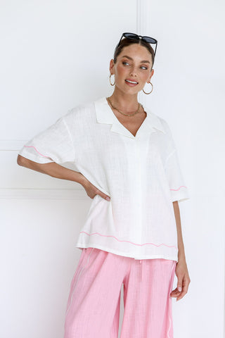 Adele Linen Shirt | White