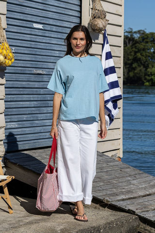 Round Neck Tee | Powder Blue