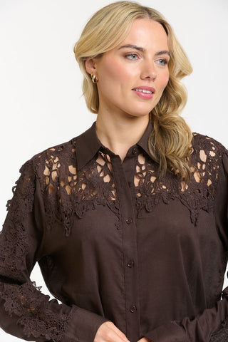 Lace Detailed Shirt | Chocolate