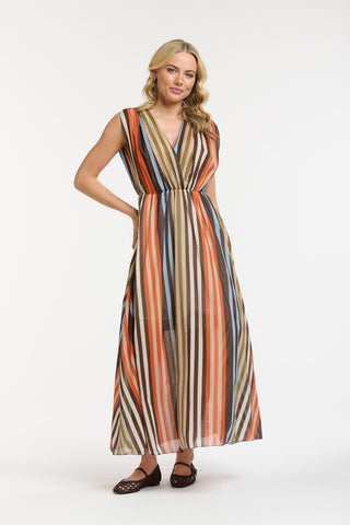 Striped Dress | Orange Blue Cream